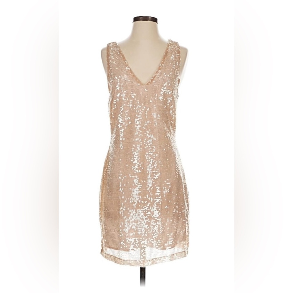A New Day Sparkling Beige Sequin Mini Dress M
